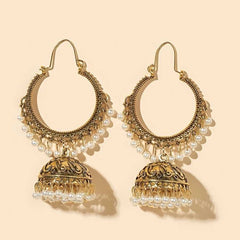 Women's Gold Plated Faux Pearl Tassel Drop Dangle Earring