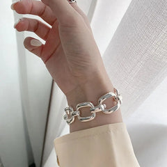 925 Sterling Silver Hiphop Thick Chain Bracelet Vintage Hasp Bracelet