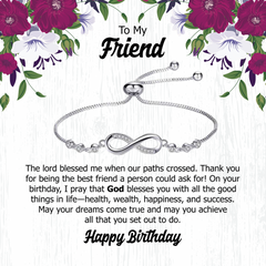 A Blessed Friendship: Wishing You a Year of Joy and Success, Charming infinity bracelet and Special Note Just for You