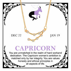 Women's Gold Plated Cubic Zirconia Zodiac Pendant Necklace With Message Card
