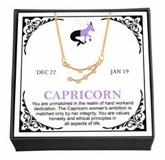 Women's Gold Plated Cubic Zirconia Zodiac Pendant Necklace With Message Card