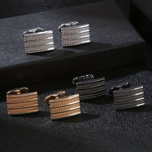 Striped Men's Cufflinks French Business Shirt Sleeve Studs