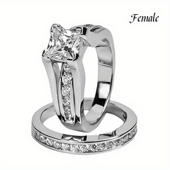 Women's Silver Plated Princess Cut Ring With Cubic Zirconia