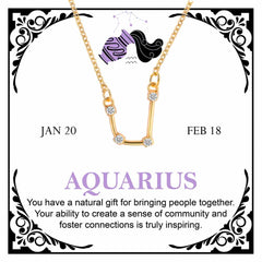 Women's Gold Plated Cubic Zirconia Zodiac Pendant Necklace With Message Card