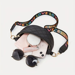 Quilted Wide Strap Chest Bag PU Leather Crossbody Bag