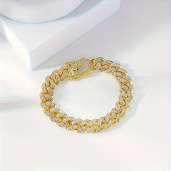 Unisex Silver And Gold Plated Zirconia Elegant Chain Bracelets