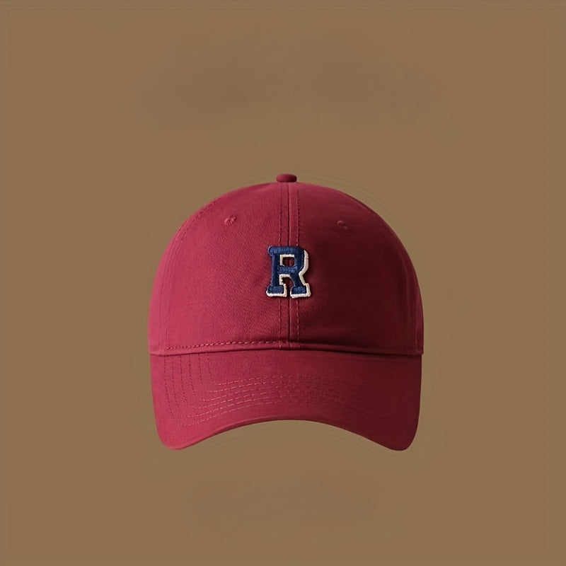 3D R Baseball Cap for Wide Head, Summer Cotton Peaked Cap for Men and Women