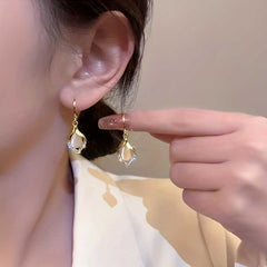 Women's Gold Plated Tulip Petal Opal Zircon Drop Earring