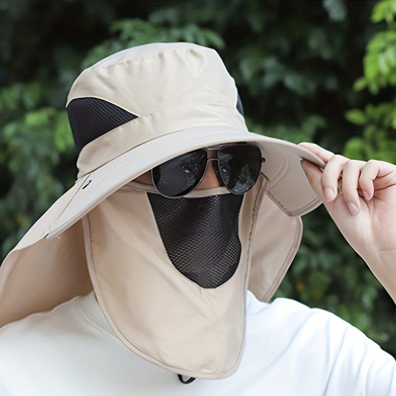 Sun Visor Solid Sun Hat Cap Neck Guard Breathable Anti-UV Outdoor Cap