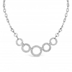 Women's Rhodium Plated Round Hooped Ring Crystal Necklace
