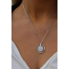 Women's Rhodium Plated With Cubic Zirconia Pendant Necklace