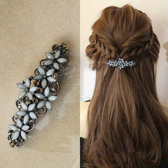 Vintage Elegant Flower Rhinestone Hairpin A Stylish Spring Clip For Ponytails