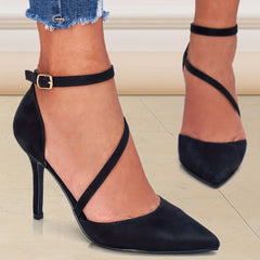 Breathable Stiletto Sandals Ankle Strap Pumps
