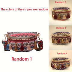 Ethnic Style Waist Bag Women's Tassel Decor Chest Purse