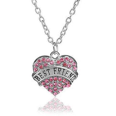 Women's Best Friend Engraved Heart Shaped Zirconia Pendant Necklace