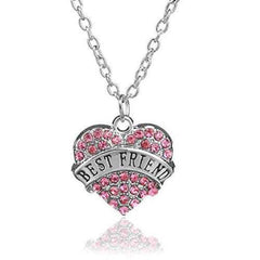 Women's Best Friend Engraved Heart Shaped Zirconia Pendant Necklace