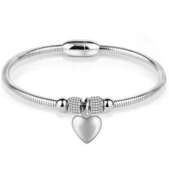 Women's Silver Plated Heart Drop Bracelet With Crystal Stones