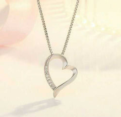 Women's Zirconia Heart Shaped Silver Plated Pendant Necklace