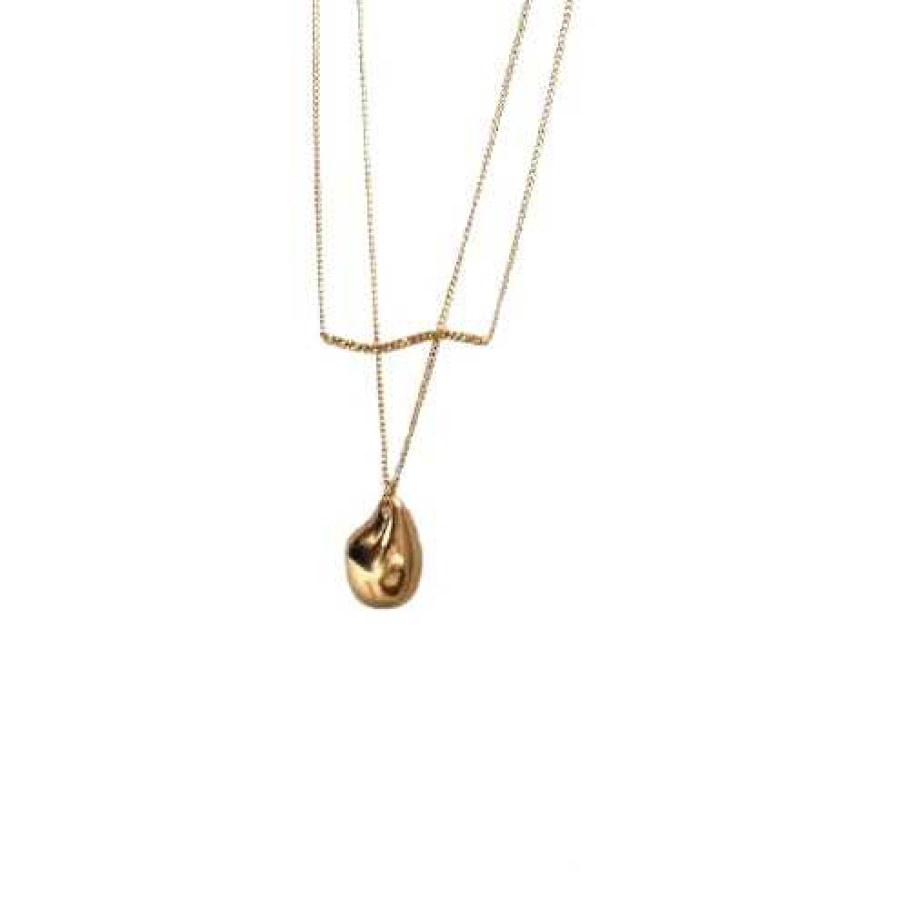 Women's Gold Plated With Wave And Waterdrop Necklace