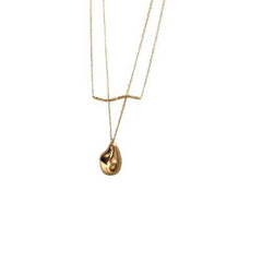Women's Gold Plated With Wave And Waterdrop Necklace
