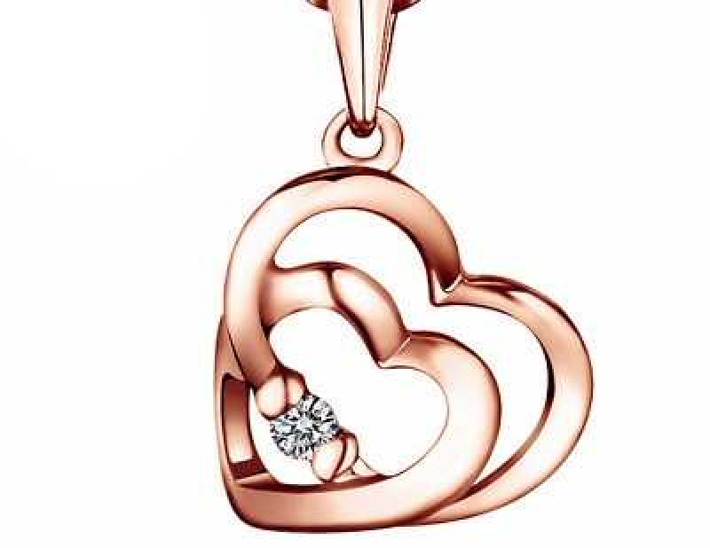 Women's Interlocked Double Heart Silver Plated Necklace