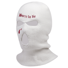 Embroidered Knit Ski Mask Winter Balaclava Hat 3 Hole Knitted Full Face Cover