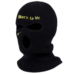 Embroidered Knit Ski Mask Winter Balaclava Hat 3 Hole Knitted Full Face Cover