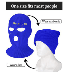 Embroidered Knit Ski Mask Winter Balaclava Hat 3 Hole Knitted Full Face Cover