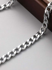 Stainless Steel Silver Plated Cuban Link Chain With Lobster Closure