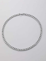 Stainless Steel Silver Plated Cuban Link Chain With Lobster Closure