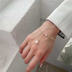 Women's Gold Plated Leaf Pattern Pearl Dropped Jewelry Set