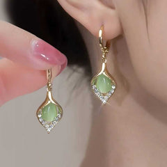 Women's Gold Plated Tulip Petal Opal Zircon Drop Earring