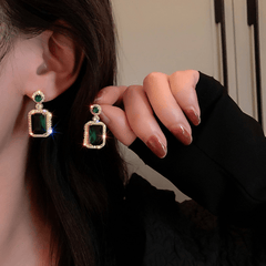 Women's Gold Plated Emerald Crystal With Cubic Zirconia Jewelry Set