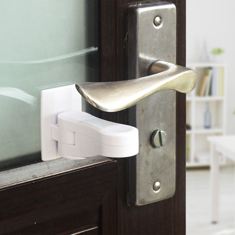 Child Safety Door Lever Lock - Rotation Proof Adhesive Security Latch