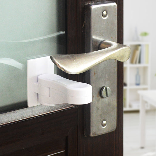 Child Safety Door Lever Lock - Rotation Proof Adhesive Security Latch