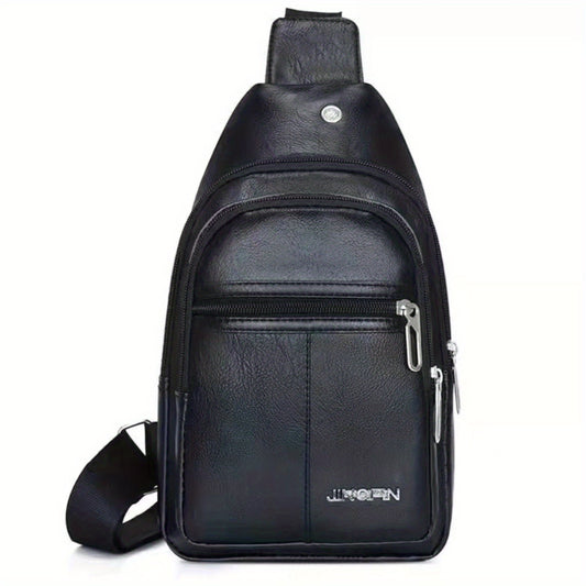 Men's Leather Crossbody Bag Chest Bag Large Capacity Satchel