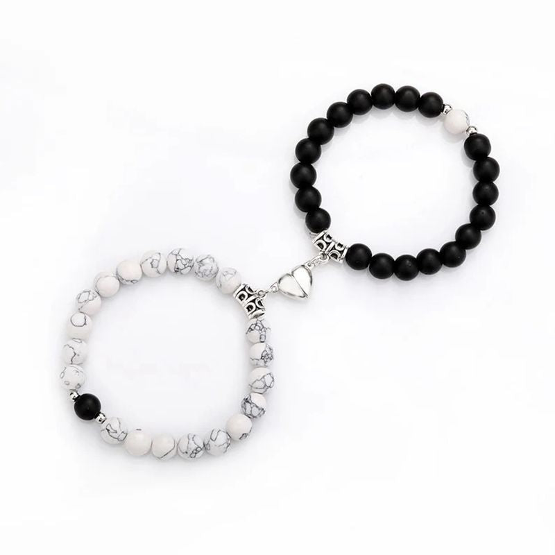 Unisex Stainless Steel Dazzling Luminous Crown Heart Beads Magnetic Bracelet