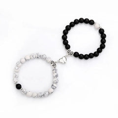 Unisex Stainless Steel Dazzling Luminous Crown Heart Beads Magnetic Bracelet