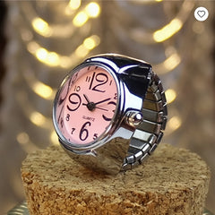 Unisex Silver Plated Adjustable Quartz Clock Finger Ring  For Timeless Style