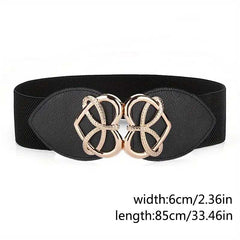 Heart Buckle Elastic Waist Belt  Flexible Fit Versatile Accessory for Women