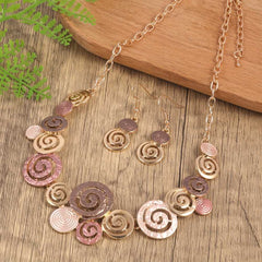 Vintage Luxury Adjustable Enamel Geometric Necklace & Earrings Set Women's Fashion Jewelry