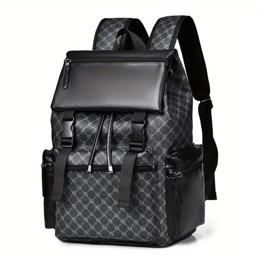 Large Capacity Mens Laptop Backpack Faux Leather Spacious Storage
