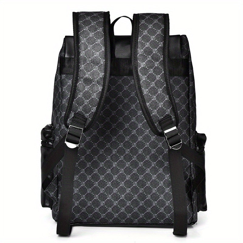 Large Capacity Mens Laptop Backpack Faux Leather Spacious Storage