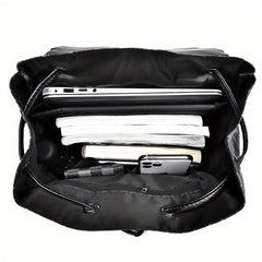 Large Capacity Mens Laptop Backpack Faux Leather Spacious Storage