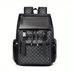 Large Capacity Mens Laptop Backpack Faux Leather Spacious Storage