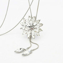 Silver Plated Multilayer Floral Pendant Necklace For Women