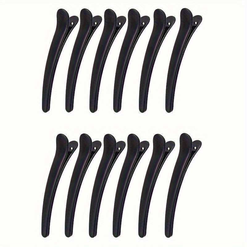 12 Piece Black Frosted Duckbill Hair Clips Vintage Salon Quality Styling Accessories