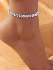 Women's Silver Plated Cross Border Zirconia Paved Anklet