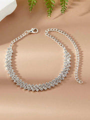 Women's Silver Plated Cross Border Zirconia Paved Anklet