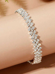 Women's Silver Plated Cross Border Zirconia Paved Anklet